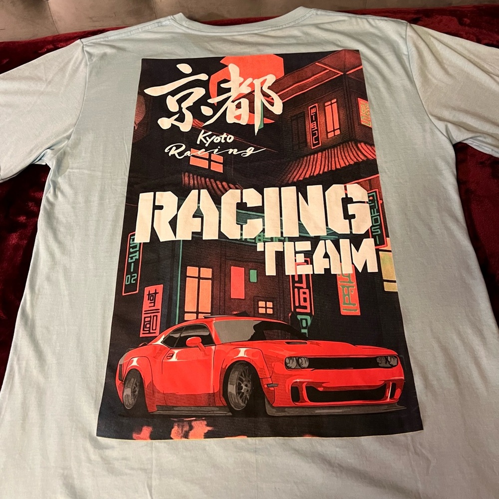 Graphic Racing Team T-Shirt - Light Blue